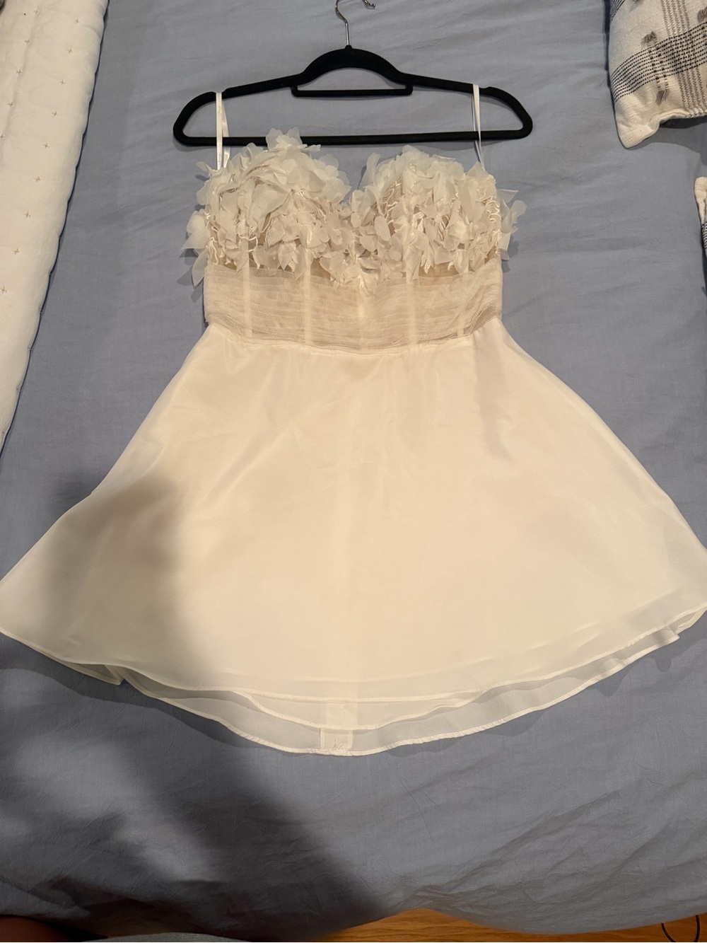 Sincerity Bridal White Floral Bodice Chiffon Short Wedding Dress